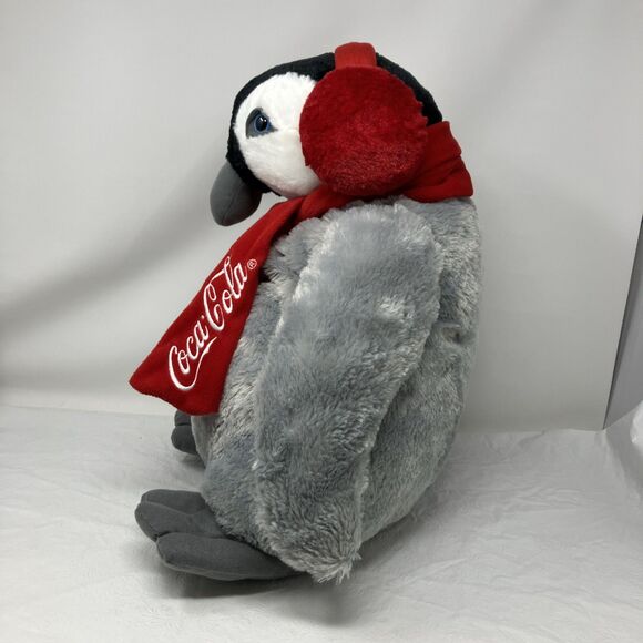 LARGE 17” Coca-Cola Penguin Holiday Plush Scarf and Earmuffs Collectible Coke - Picture 4 of 12